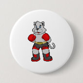 ボクサーとしての犬とボクシング手袋 缶バッジ (正面)