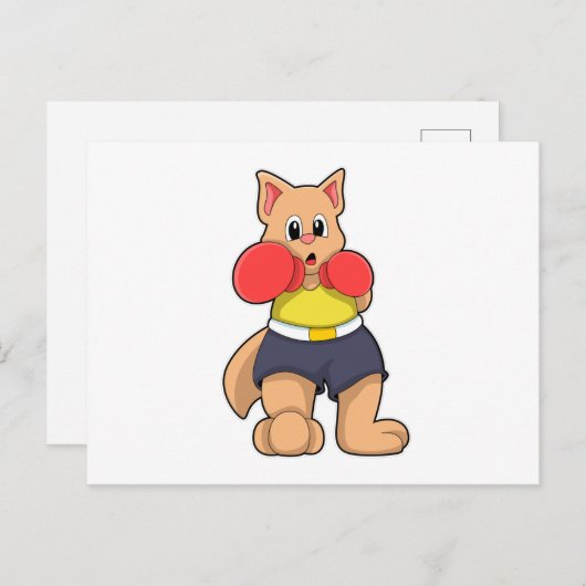 ボクサーとしての猫のボクシング ポストカード (正面/裏面)