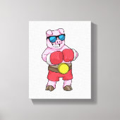 ボクサーとしての豚とボクシング手袋 キャンバスプリント (正面)