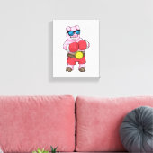 ボクサーとしての豚とボクシング手袋 キャンバスプリント (インサイチュ (リビング))