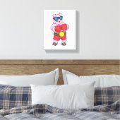 ボクサーとしての豚とボクシング手袋 キャンバスプリント (インサイチュ (寝室))