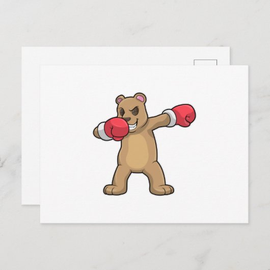 ボクサーとしてダンスを踊るクマ ボクシング & ヒップホップ ダンス ダブ ポストカード (正面/裏面)