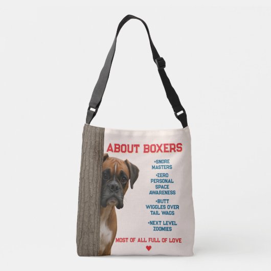 ボクサーと愛おもしろいしいボクサードッグ引用文デザインについて クロスボディバッグ (裏面)