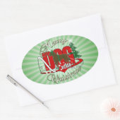 ボクサーのクリスマス犬 楕円形シール (封筒)