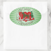 ボクサーのクリスマス犬 楕円形シール (バッグ)