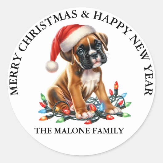 ボクサーのクリスマス ラウンドシール (正面)