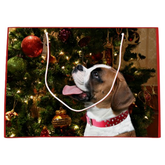 ボクサーのクリスマス ラージペーパーバッグ (正面)