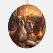 ボクサーのクリスマス、犬の記念品、犬の恋人の贈り物 セラミックオーナメント (左)
