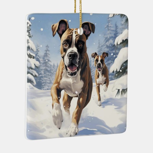 ボクサーのクリスマス、犬の記念品、犬の恋人の贈り物 セラミックオーナメント (右)