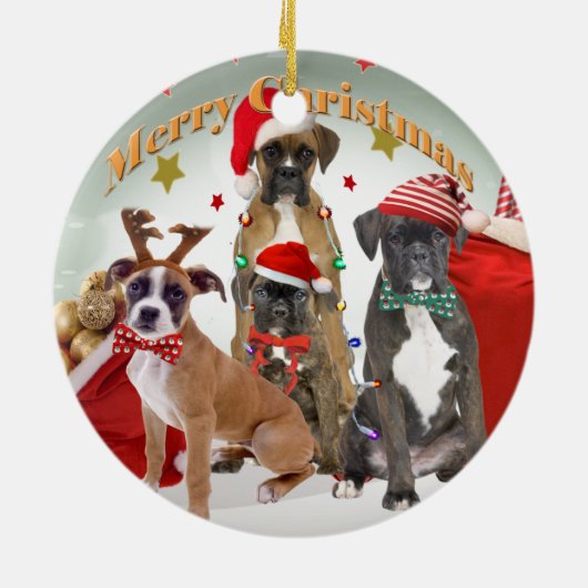 ボクサーのクリスマス"Ho Ho Ho"オーナメント セラミックオーナメント (裏面)
