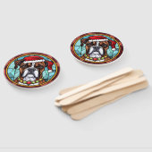 ボクサーのステンドグラス・クリスマス ハンドファン (組立なし)