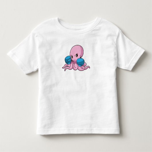 ボクサーのタコにボクシング手袋 トドラーTシャツ (正面)