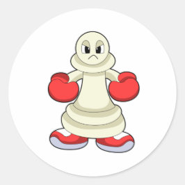 ボクサーのチェス駒ポーンとボクシング手袋 ラウンドシール