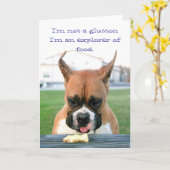 ボクサーの大食家の挨拶状 カード (黄色い花)