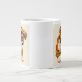 ボクサーの子犬がアイボリークリームの中に。 ジャンボコーヒーマグカップ (正面)