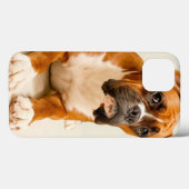 ボクサーの子犬のアイボリークリームの背景。 Case-Mate iPhoneケース (裏面 (横))