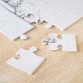 ボクサーの子犬のスケッチの芸術を修繕して下さい ジグソーパズル (側面)