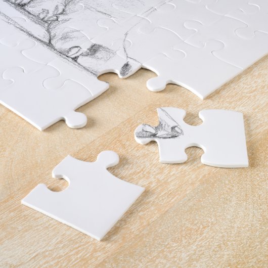 ボクサーの子犬のスケッチの芸術を修繕して下さい ジグソーパズル (側面)