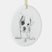 ボクサーの子犬のスケッチの芸術を修繕して下さい セラミックオーナメント (右)
