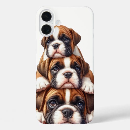ボクサーの子犬の愛らしいスタック Case-Mate iPhoneケース (裏面)