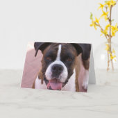 ボクサーの子犬の挨拶状 カード (黄色い花)