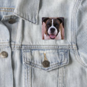 ボクサーの子犬の正方形Pin 缶バッジ (インサイチュ)