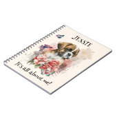 ボクサーの子犬の花カスタム咲き ノートブック (左側)