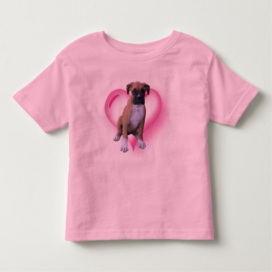 ボクサーの子犬はワイシャツをからかいます トドラーTシャツ (正面)