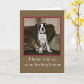 、ボクサーの子犬よく得て下さい カード (黄色い花)