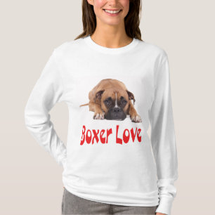 ボクサーの子犬「ボクサーの愛」女性のTシャツ Tシャツ