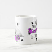 ボクサーの子犬-白いボクサー犬 コーヒーマグカップ (中央)