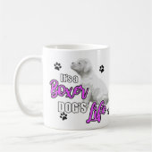 ボクサーの子犬-白いボクサー犬 コーヒーマグカップ (左)