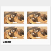 ボクサーの子犬 長方形シール (シート)