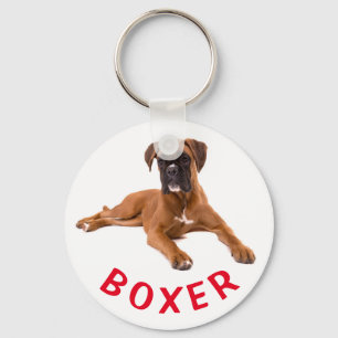 ボクサーの小犬の赤い愛Keychain キーホルダー