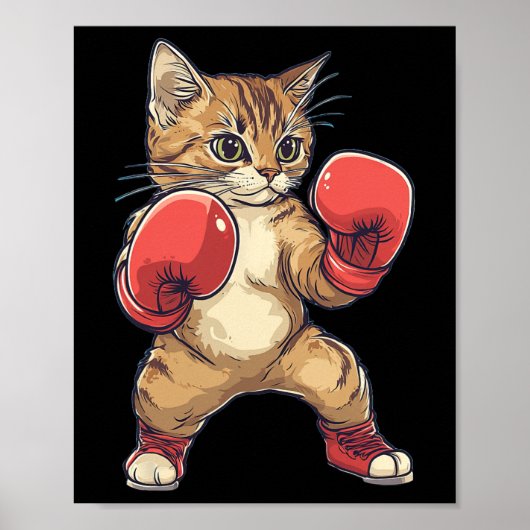 ボクサーの服を着たおもしろい猫ボクシングの男性、女性の子ども ポスター (正面)