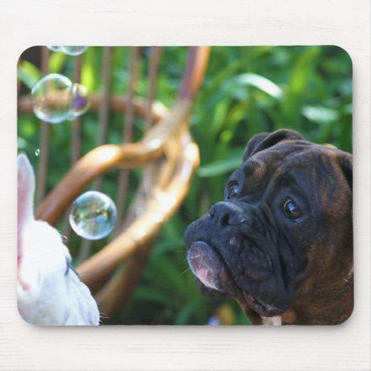 ボクサーの犬および泡mousepad マウスパッド (正面)