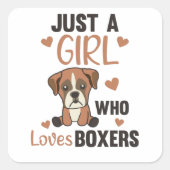 ボクサーの犬を愛しているだけの女の子 スクエアシール (正面)