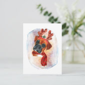 ボクサーの犬好きのクリスマスプレゼント シーズンポストカード (スタンド正面)