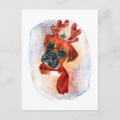 ボクサーの犬好きのクリスマスプレゼント シーズンポストカード (正面)