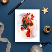 ボクサーの犬好きのクリスマスプレゼント シーズンポストカード