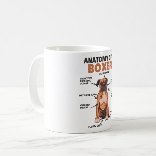 ボクサーの甘い犬の子犬の解剖学 コーヒーマグカップ (正面左)