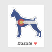 ボクサーの耳を切り抜いた犬のシルエットコロラド州旗 シール (シート)
