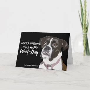ボクサーの誕生日カード犬-幸せなWoof日 カード