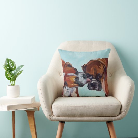 ボクサーはペットポートレートの枕の後をつけます クッション (椅子)