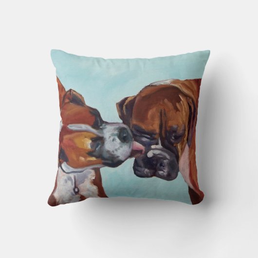 ボクサーはペットポートレートの枕の後をつけます クッション (裏面)