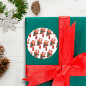 ボクサーは水の色の犬のパターンが星クリスマス ラウンドシール