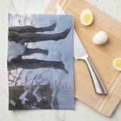 ボクサーは雪のクリスマスを過ごした キッチンタオル (四つ折り)