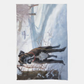 ボクサーは雪のクリスマスを過ごした キッチンタオル (縦)