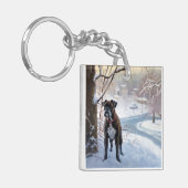 ボクサーは雪のクリスマスを過ごした キーホルダー (正面左)