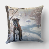 ボクサーは雪のクリスマスを過ごした クッション (裏面)